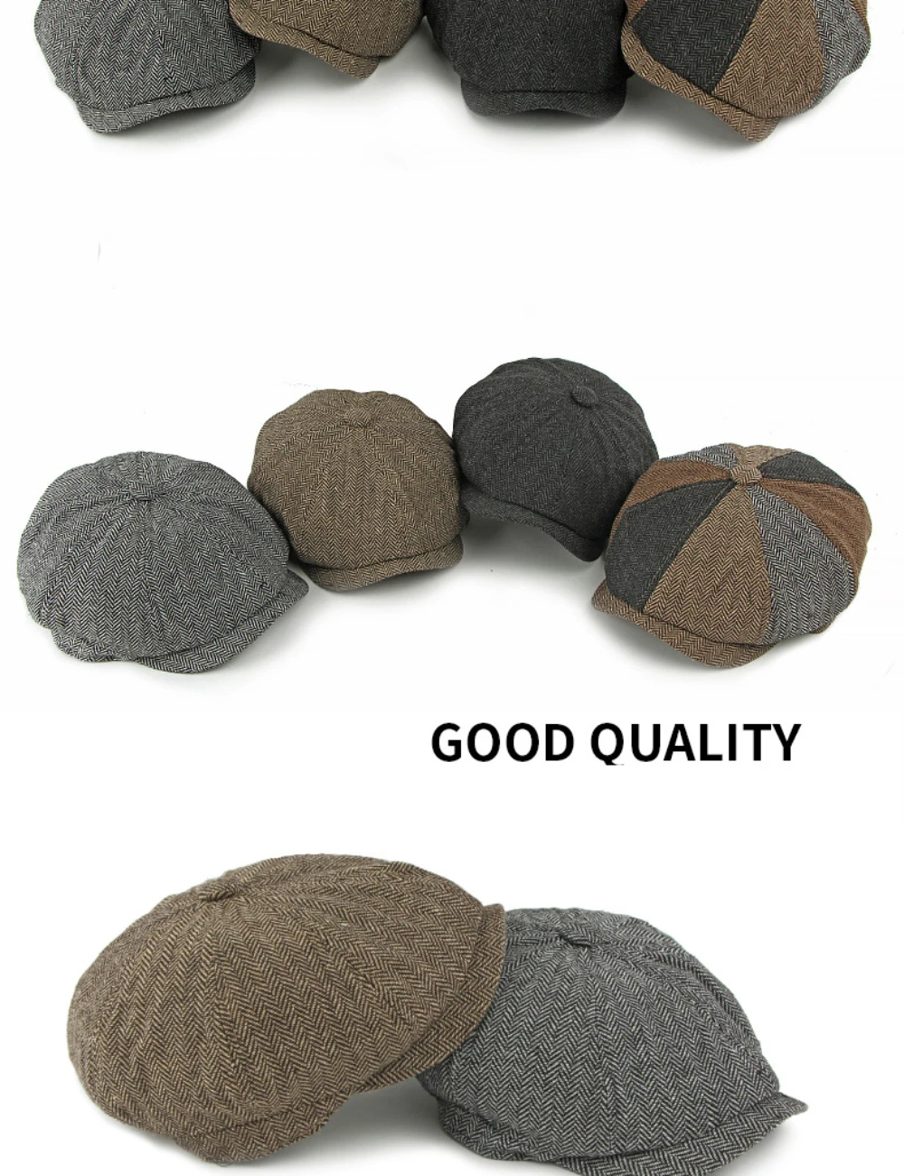 HT4908 Baskenmützen für Männer und Frauen, Vintage-Künstler-Malermütze, Unisex Ivy Flachmütze, Frühling Herbst Gestreifte Achteckige Baskenmütze – Detail 3