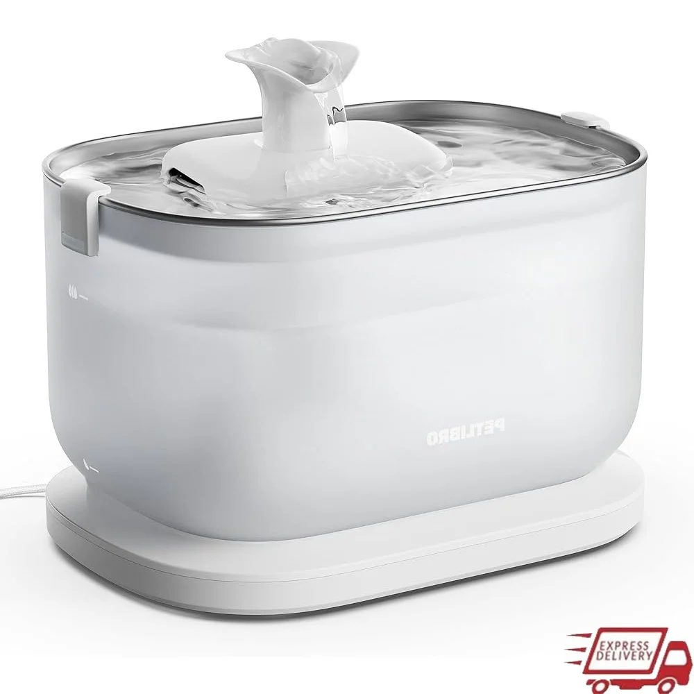 

Cat Water Fountain Wireless Pump 2.5L Stainless Steel Pet Dispenser with Multi-layer Filtration Indoor Cat Hydration System
