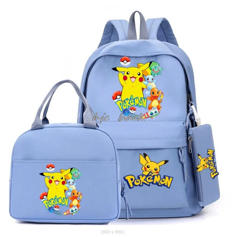 Miniso Pikachu Pokémon Mochila, Outdoor Desporto Schoolbag, Bolsa de Ombro Unisex, Mochila Capacidade Viagem, Casual, Laptop, 3pcs