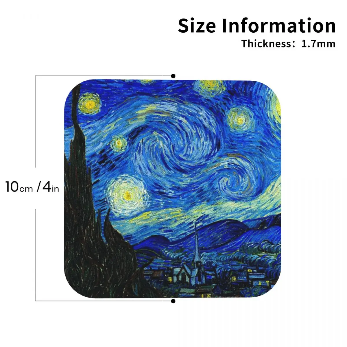 Starry Night By Van Gogh Coasters Kitchen Placemats Waterproof Insulation Cup Coffee Mats For Decor Home Tableware Pads Set of 4