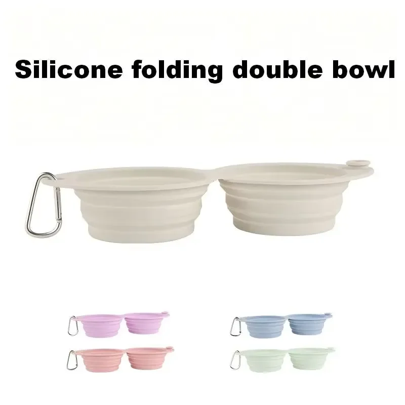 

2-in-1 Modern Portable Durable Rounded Silicone Dog Travel Bowls Foldable Hook Feeding Bowls for Pets Cats