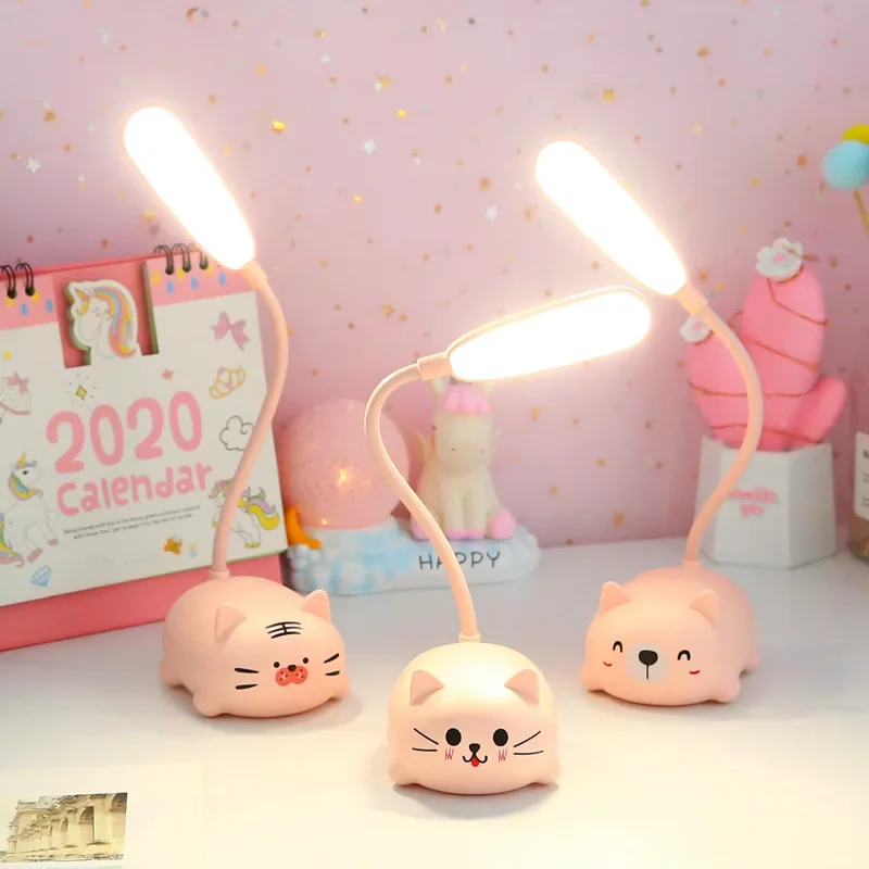 Kids Desk Lamp LED Cat Night Light Table Bedroom Decor office table college dorm Study Reading Book Office Gifts Pig Bear Animal