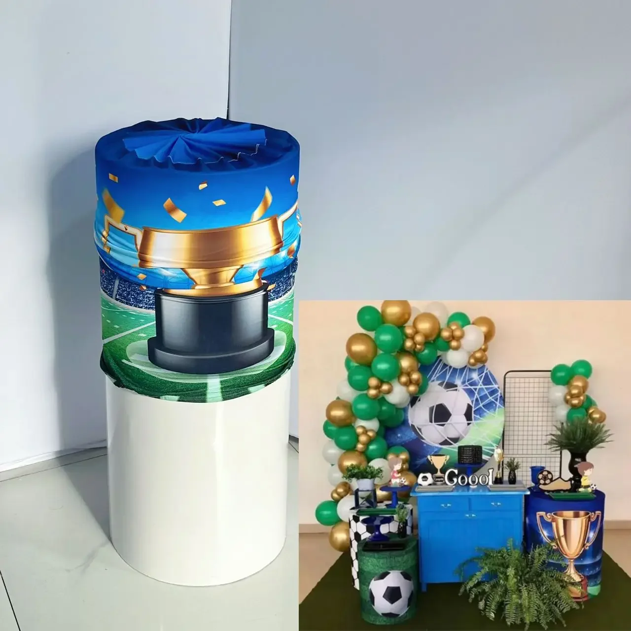 Football Theme Trophy Cylinder Cover for Birthday Parties, Wedding and Baby Shower Decoration Props