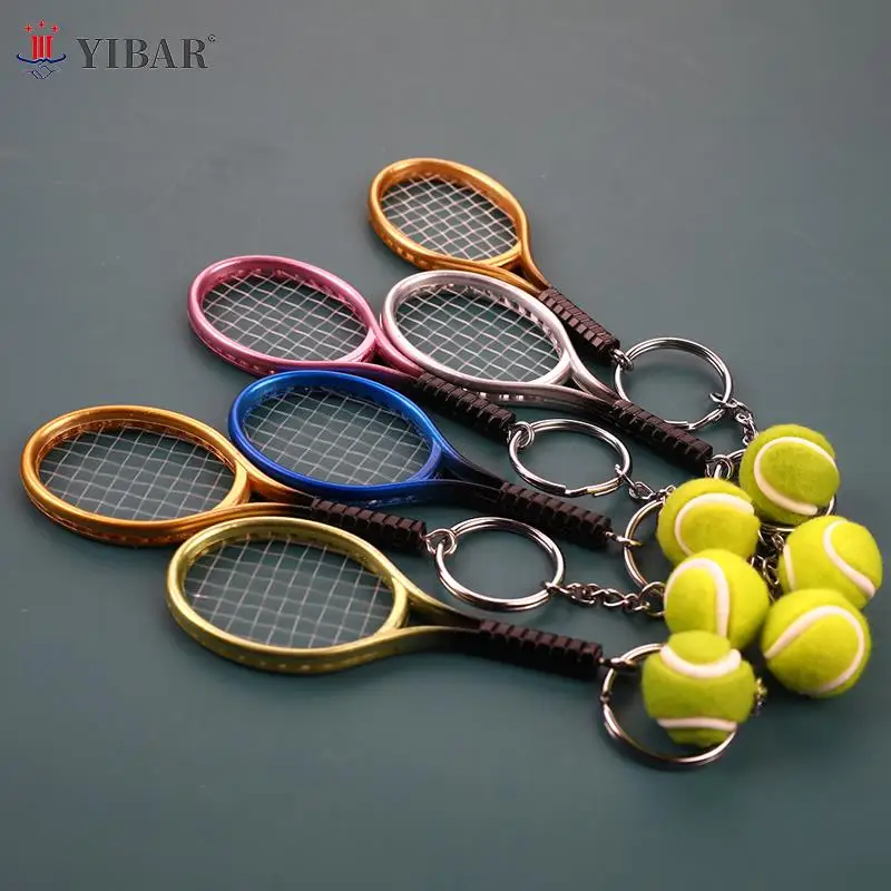 Cute Sport Mini Tennis Racket Pendant Keychain Keyring Key Holer Accessories Gifts