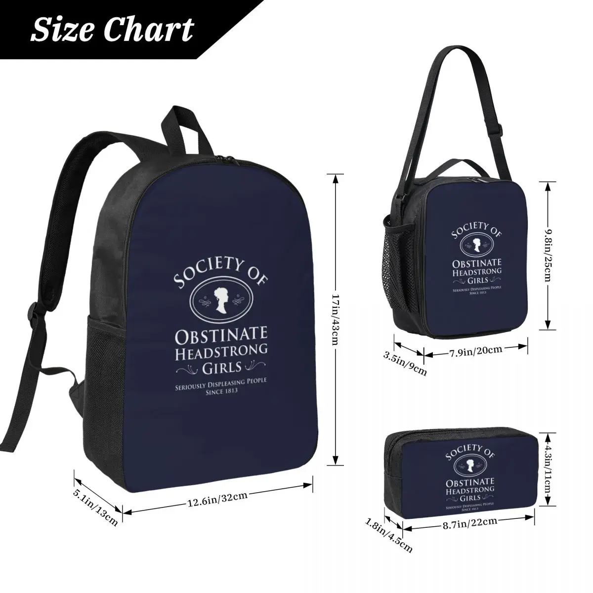 Pride And Prejudice By Jane Austen Backpack Boy Girl BookBag School Bag Laptop Shoulder Bags 3ps Insulated Lunch Bag Pencil Case