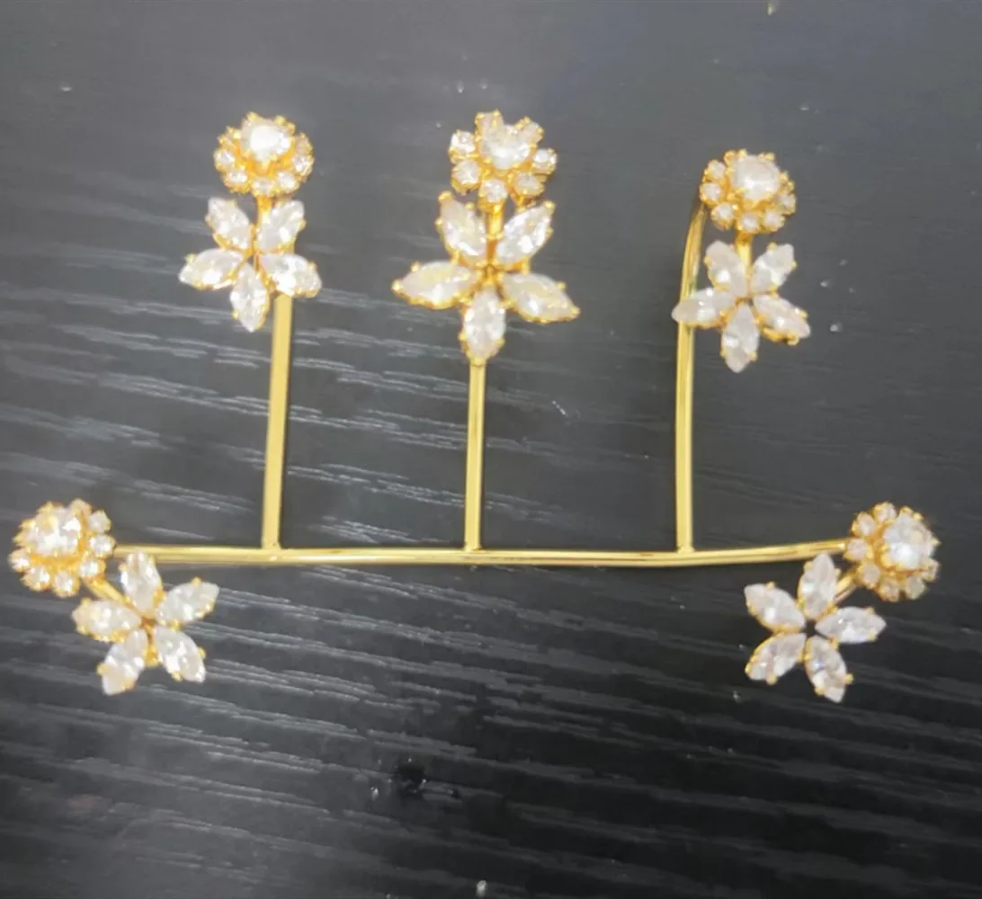 Crystal Plant Flower Hand Palm Bangle One Piece Cubic Zirconia Cuff Bracelet Jewelry Handlets For Women 925 Silver Color