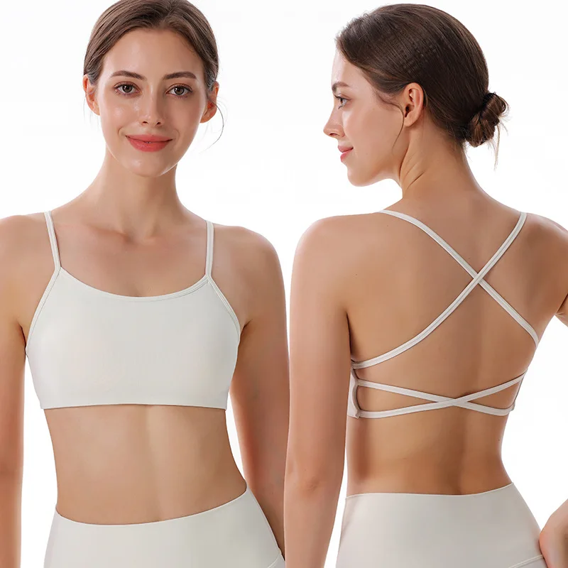 Women's Cross Back Yoga Sports Bra with Bare Feeling, Seamless and Breathable for Fitness and Running