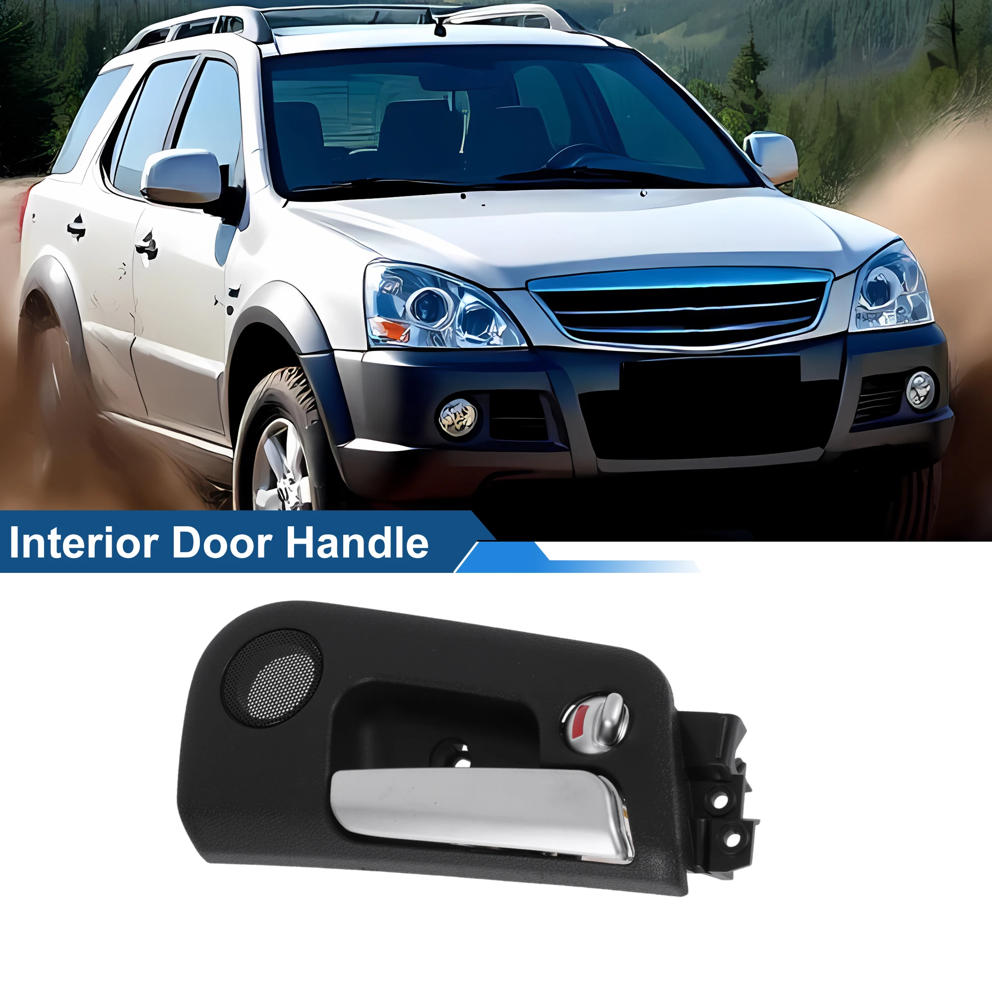 

UXCELL Внутренняя дверная ручка для Roewe для SsangYong 05-07 Черный Хром