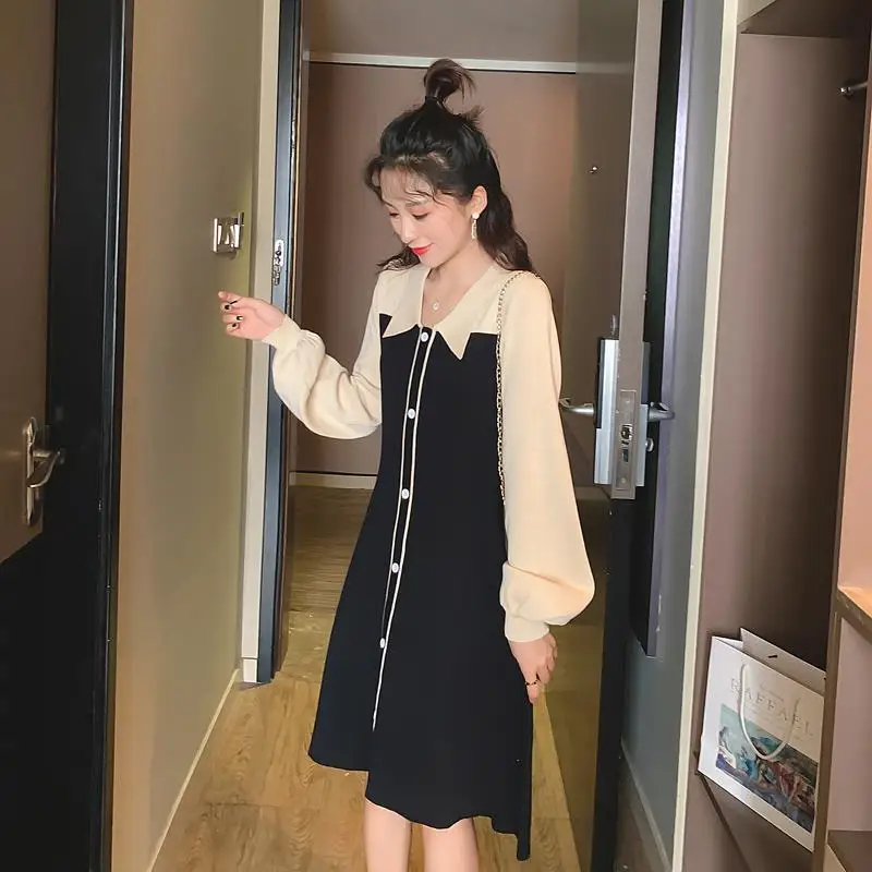 Dress Fashion Woman Summer Long Sleeve Turn Down Collar Single Breasted Dresses Casual Vestidos Dropshipping ZBBTJ8192