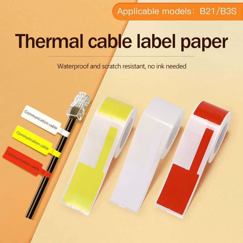 NiiMBOT B1 B21 Mini Portable Thermal Printer Cable Sticker Color Paper Labels Self-adhesive Waterproof Label Rolls For Tag Price