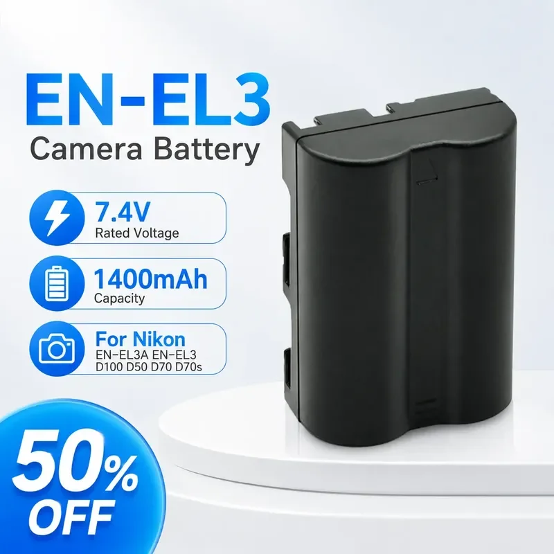 

EN-EL3 7.4V 1400mAh Li-ion Camera Battery for Nikon EN-EL3A EN-EL3 D100 D50 D70 D70s Digital Camera