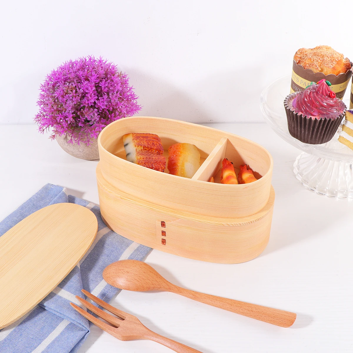 

Stylish Double Layer Wooden Bento Box Easy To Clean Insulated Food Carrier Ideal For Students Workers Outdoor Enthusiasts