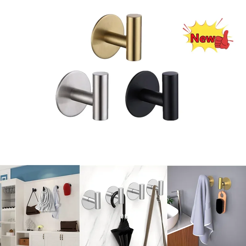 2Pcs Stainless Steel Silver Wall Hanging Hook Bathroom Hardware Set Towel Rack Toilet Paper Holder Organizer Towel Bar Accessor