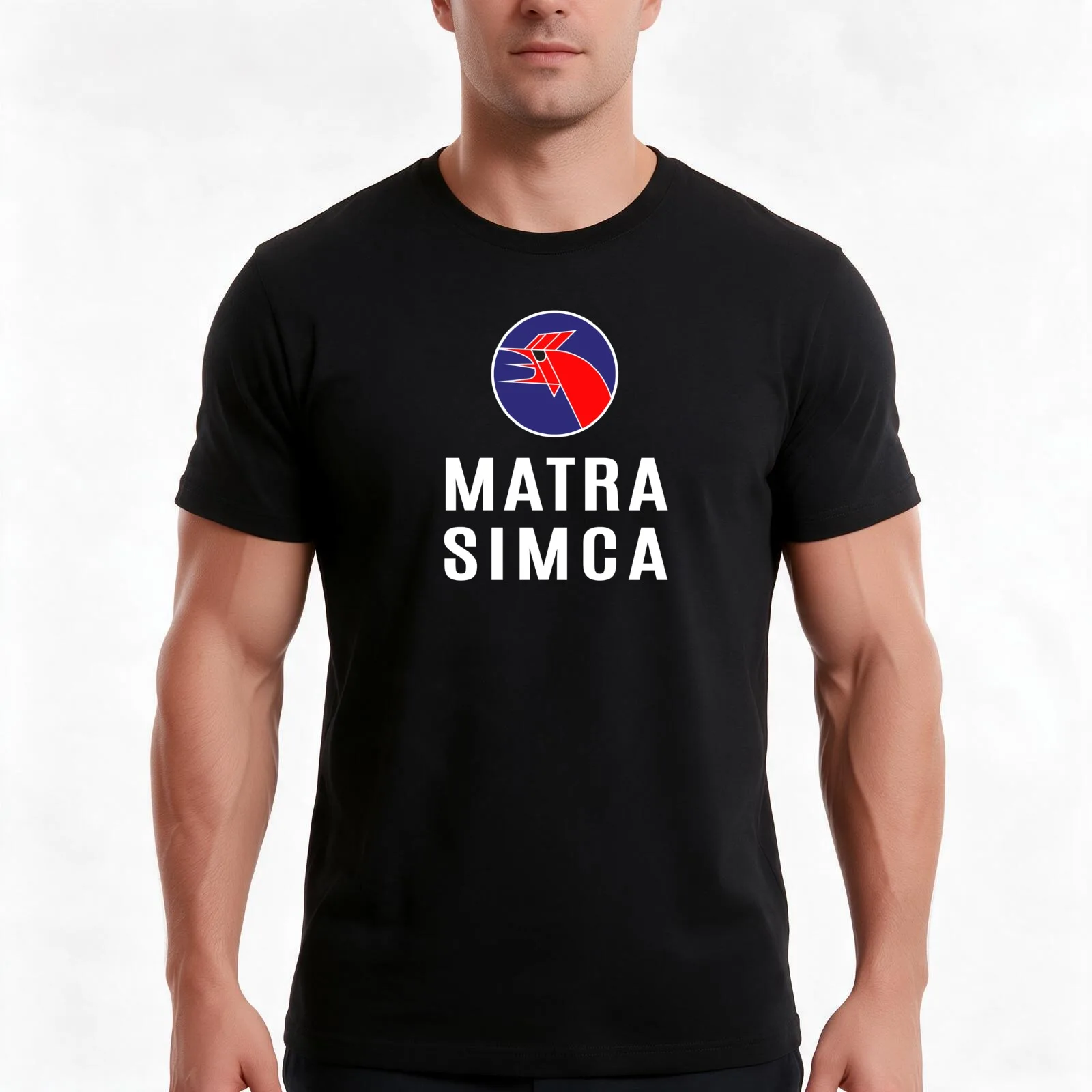 Matra Simca 1973 logo - white T-Shirt, Summer Casual Cotton Tee, Oversized Streetwear Tops, Vintage Graphic Print, 100% Cotton