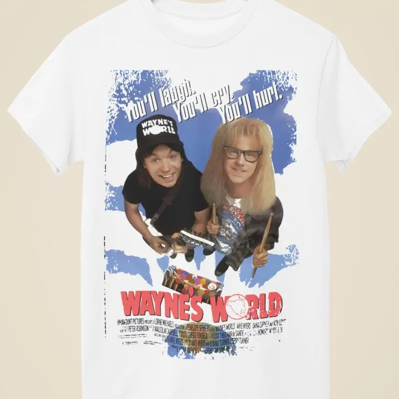 Wayne s World Movie Poster Inspired Unisex White T Shirt