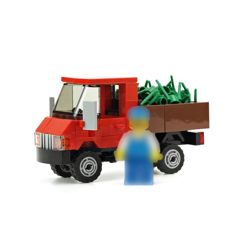 MOC-14908 Creative puzzle assembly DIY small particle building block model children\'s city series mini red truck toy gift