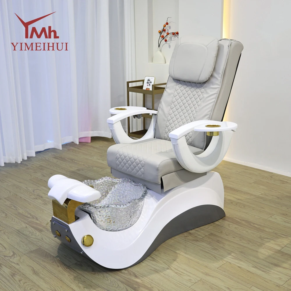 

Custom Luxury Foot Spa Bath Chair Gray Massage Pedicure Chair for Nail Salon
