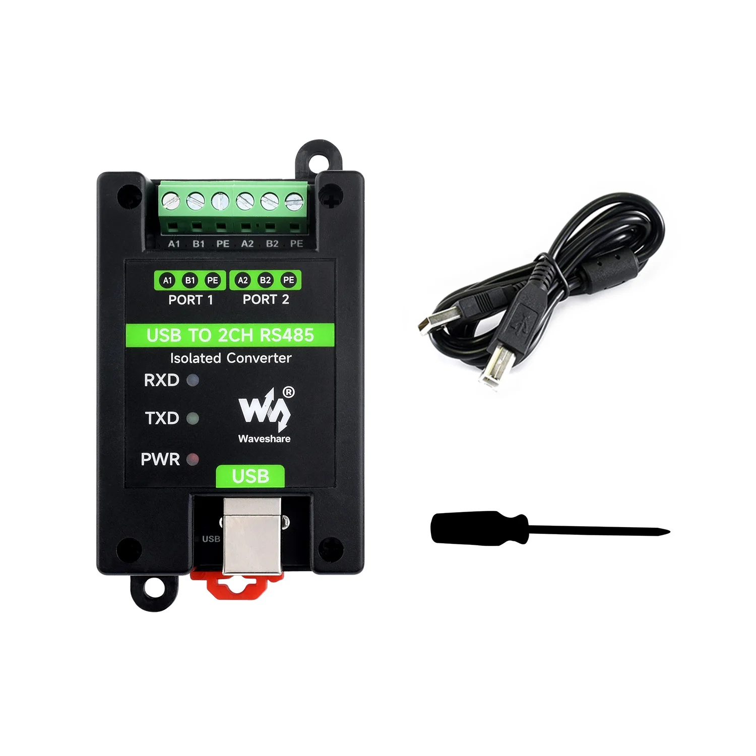 Picture 7: Waveshare Industrial Grade USB TO 2CH RS485  Isolated Converter, Adopts Original FT2232HL Chip, Extending USB to 2CH RS485