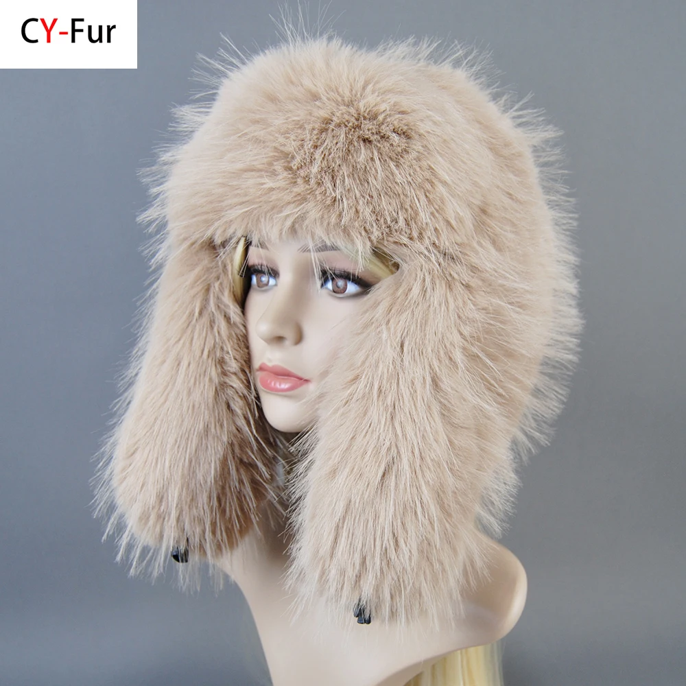 2024 Winter Women Fashion False Fur Hat Artificial False Raccoon Fur Hats Outdoor Cap Ladies Thicken Warm False Raccoon Fur Caps