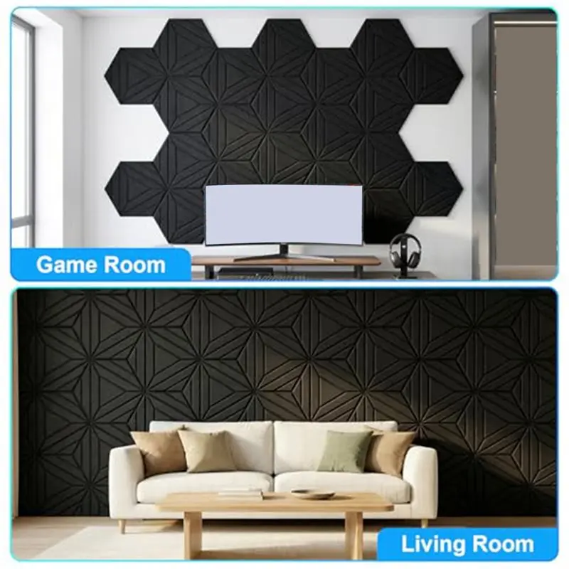LLCS-Snowflake Sound Proof Foam 12 Pack, Panel 12" X 10" X 0.4", Self-Adhesive Hexagon Acoustic Wall Coverings