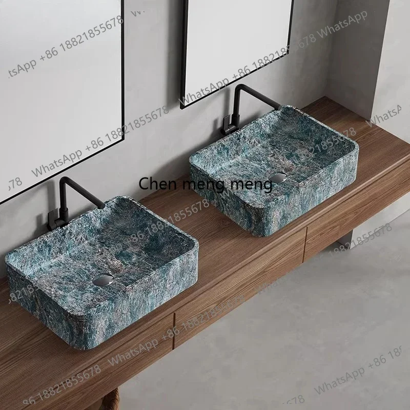 

Grande promotion Minimalist luxury stone wind column basin integrated floor-to-ceiling hotel homestay basin designer creative sq