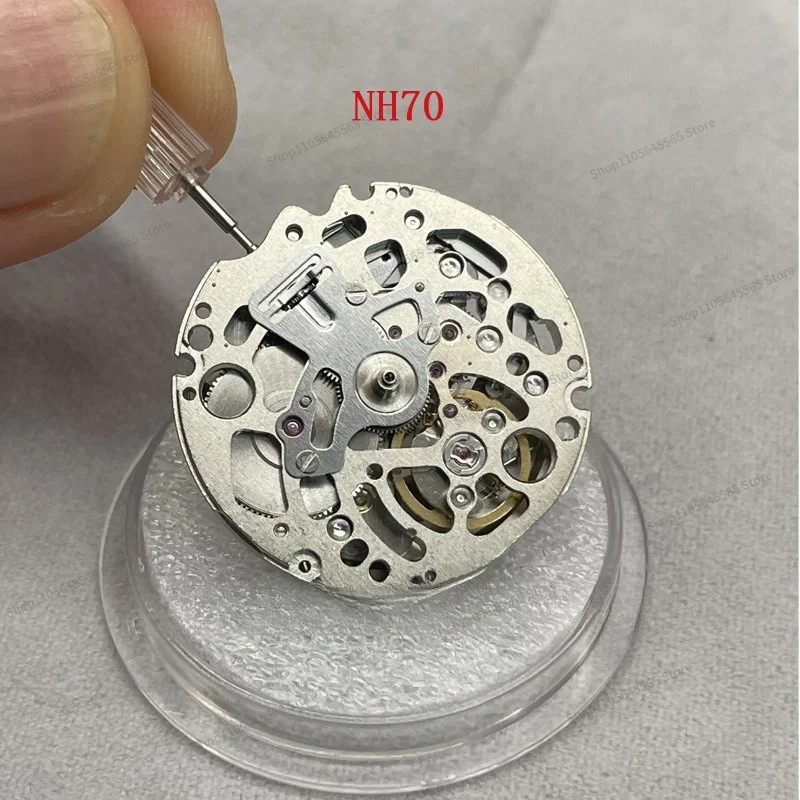 For Original NH70H Hollow Out Automatic Mechanical Movement 24 Drill Grinding Automatic Hammer Silver 3 Needle Machine