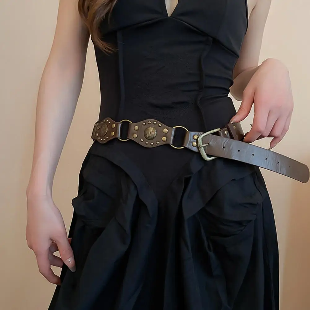 تقليد حزام جلد المرأة خمر حزام الموضة بوهيميا نمط الرجعية المرأة سبيكة الخصر حزام على شكل سلسلة لفساتين بلايز للقمصان #4