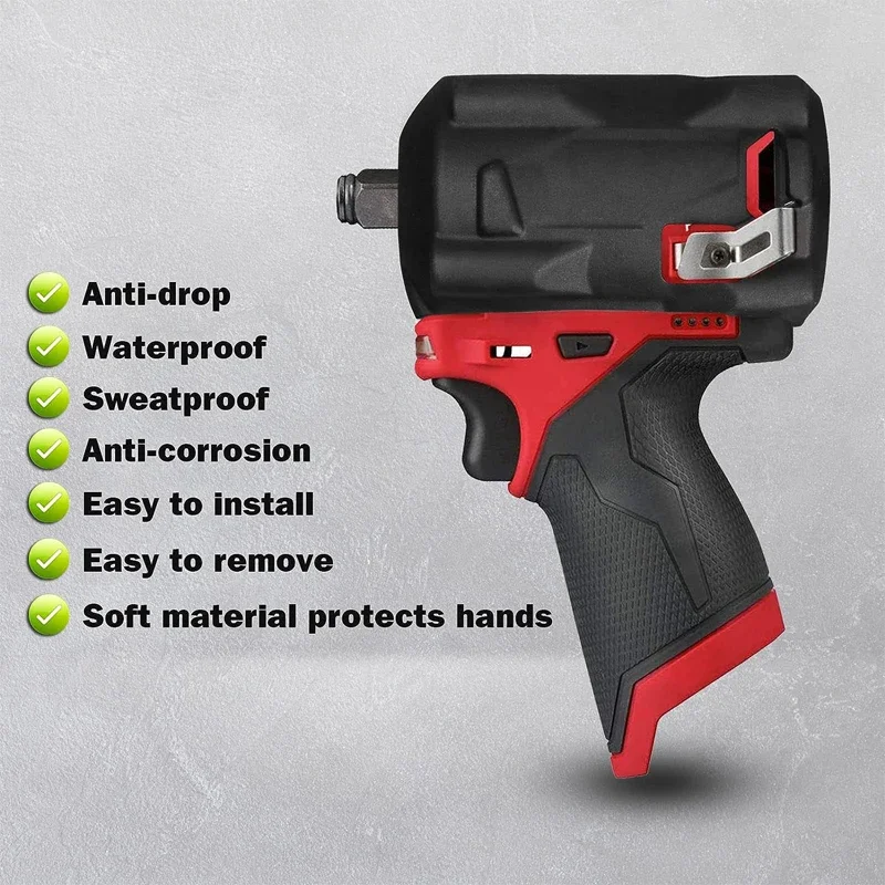 تأثير سائق واقية التمهيد المطاط الأحمر/أسود ل أداة التمهيد ل MILWAUKEE M-12 F-UEL قصير تأثير WrenchesTool واقية التمهيد #2