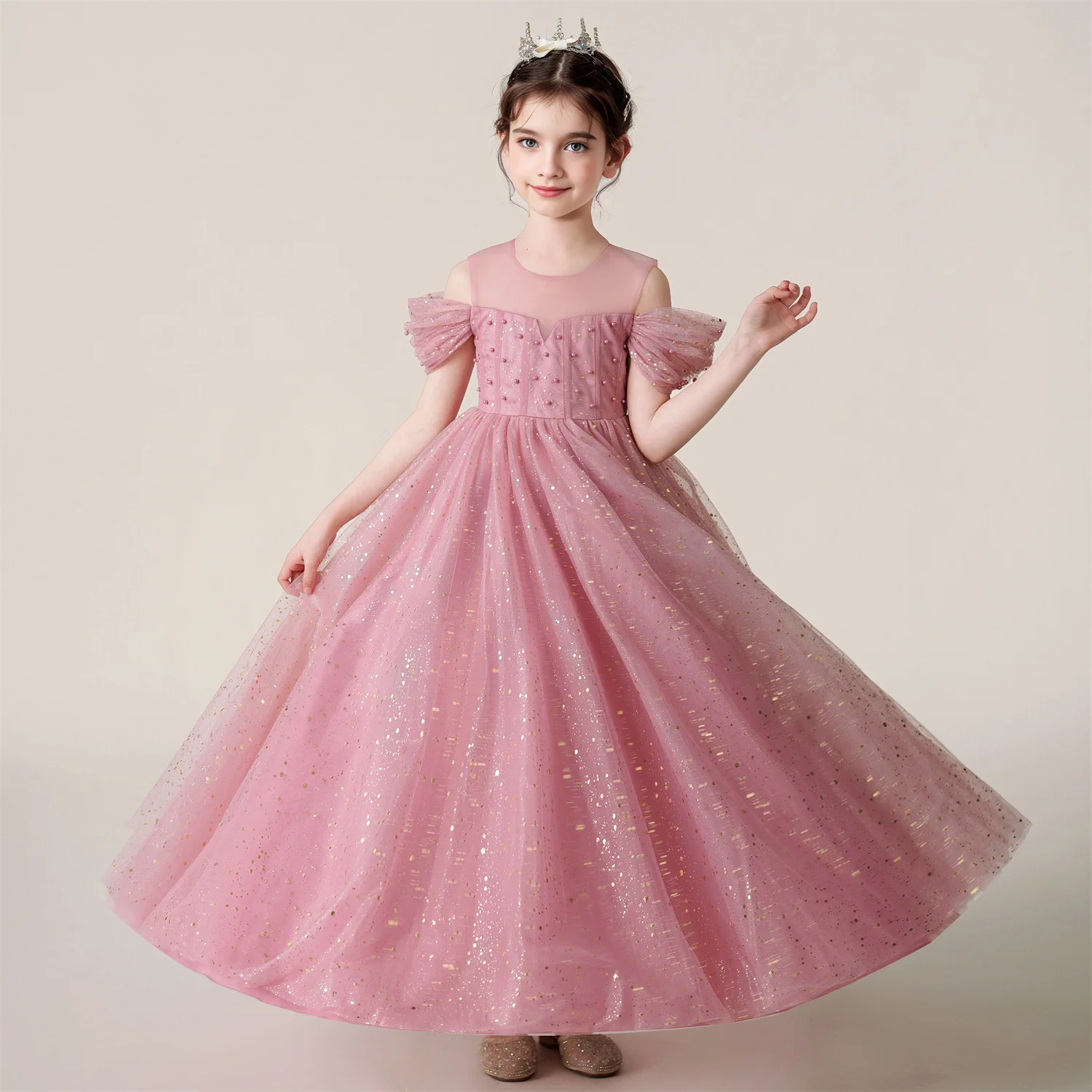 4-12Y Kids Dresses For Girl Clothes Lace Flower Ball Gown Girls Long Dress For Wedding Prom Party Dresses Teenage Girl Costume