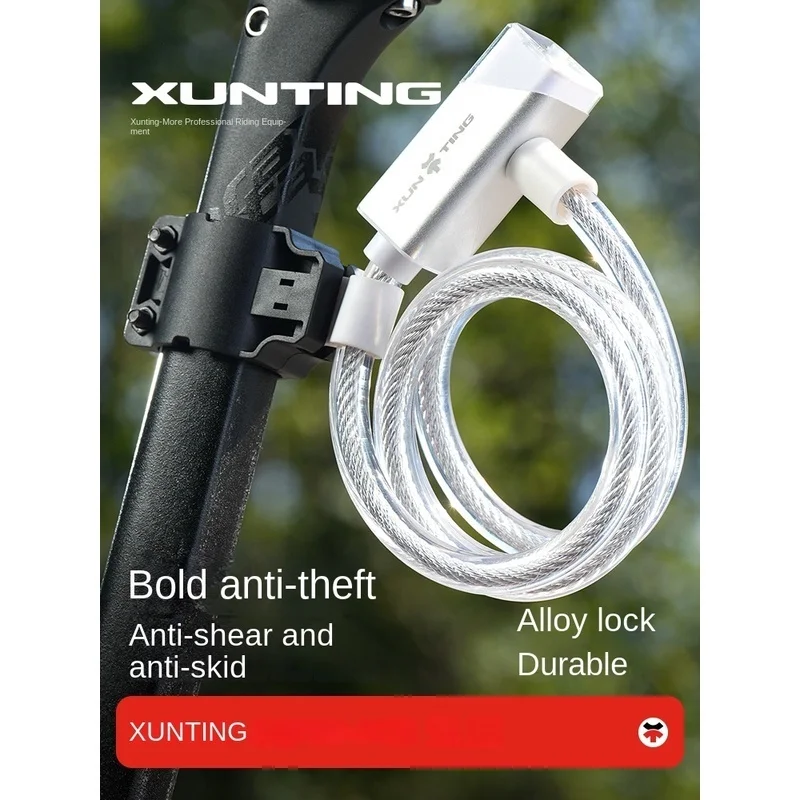 

XUNTING Противоугонный велосипедный тросовый замок, портативный алюминиевый сплав 120 см + замок для ПК для велосипедов, электронных велосипедов, скутеров, MTB