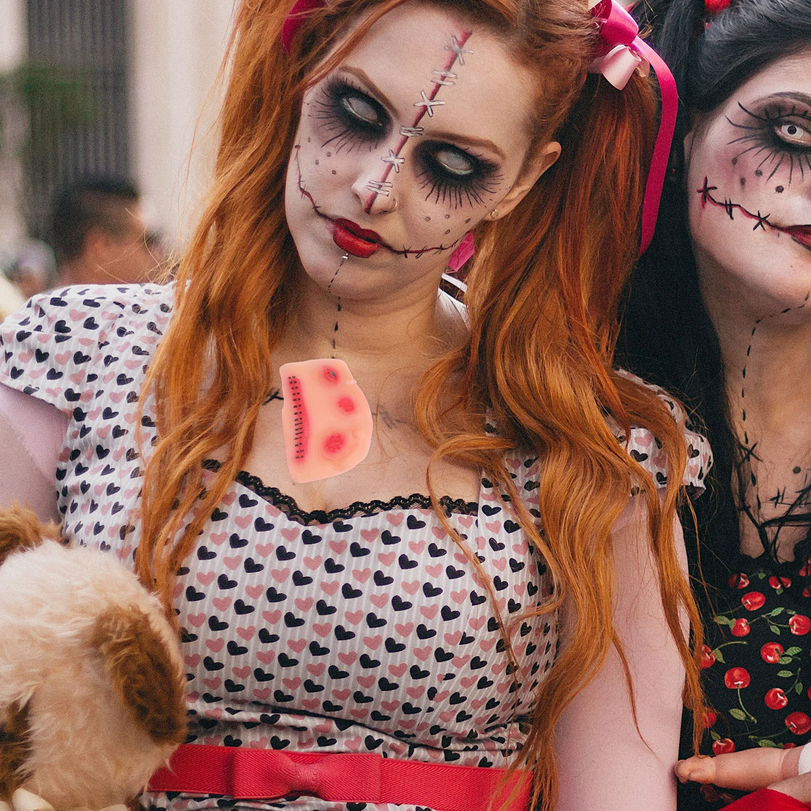 

2 шт., наклейки на рану ужасов, 3D реалистичные латексные поддельные травмы, декор для тела, кровавый шрам, временный реквизит для макияжа на Хэллоуин для костюма