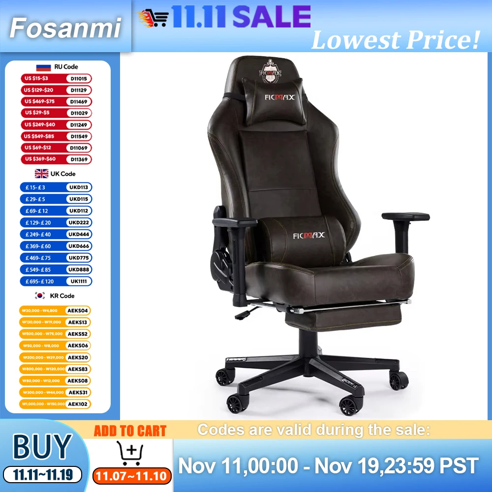 Chaise de jeu ergonomique en cuir avec accoudoirs réglables, inclinable, à dossier haut, pour bureau, maison, ordinateur de Gamer, chaises pivotantes