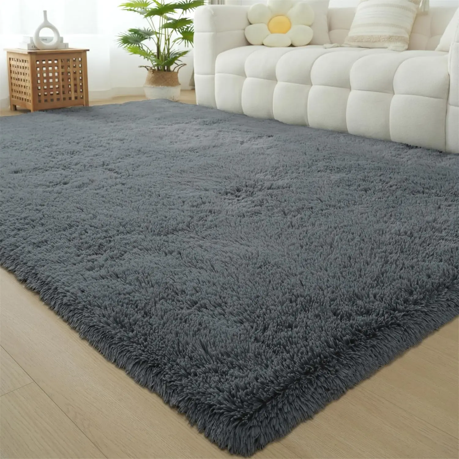 

9x12 Feet Shag Area Rug for Living Room - Soft Plush Fluffy Carpet, Grey