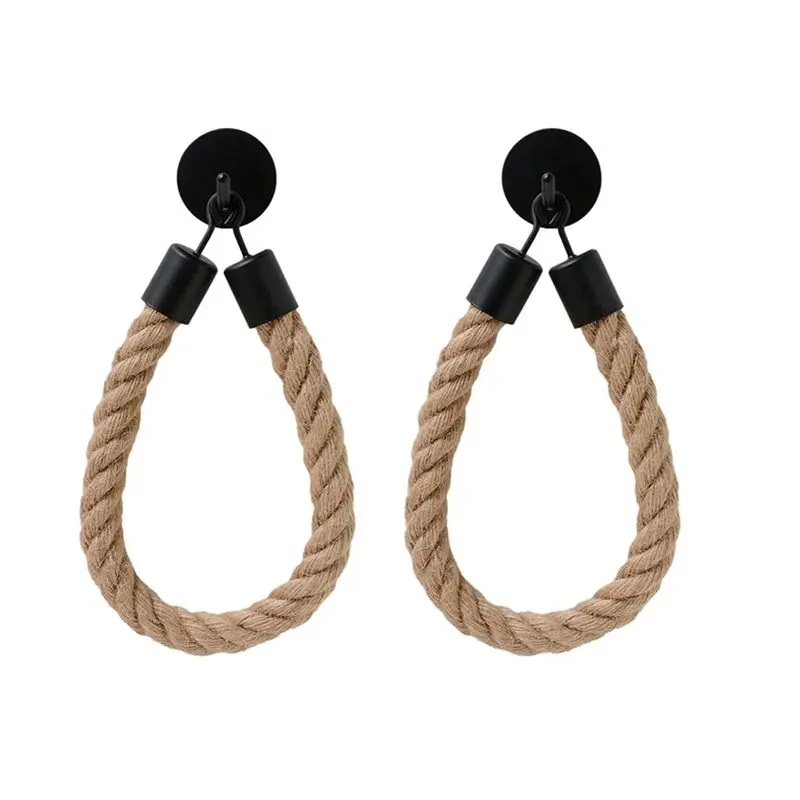 

YLS-2PC Black Jute Toilet Roll Holder Vintage Towel Hanging Rope Toilet Paper Holder Home Hotel Bathroom Decoration Supplies