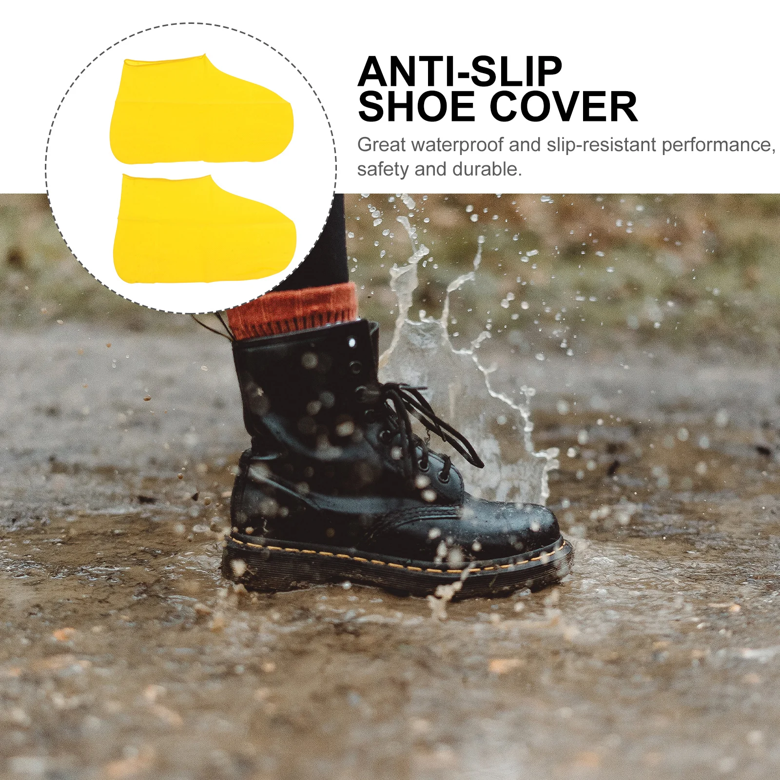 

Silicone Shoes Covers Wear Resistant Yellow Size L Waterproof Anti-Slip Overshoes Boot Protectors Outdoor Rain Snow