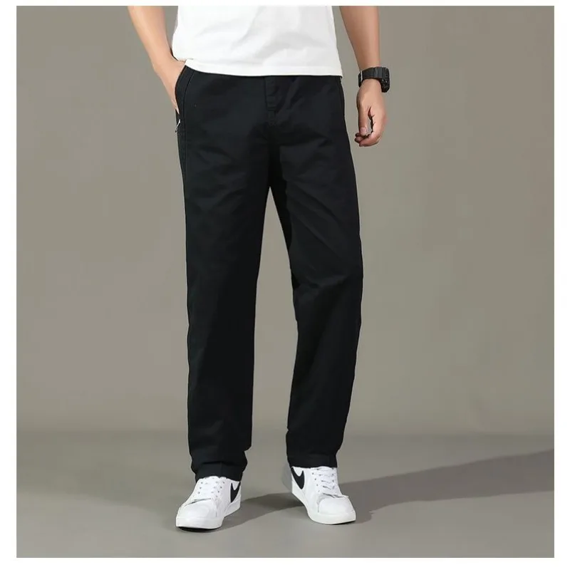 

Мужские черные свободные брюки-карго: легкие, дышащие, повседневные, не стесняющие движений, прямого кроя