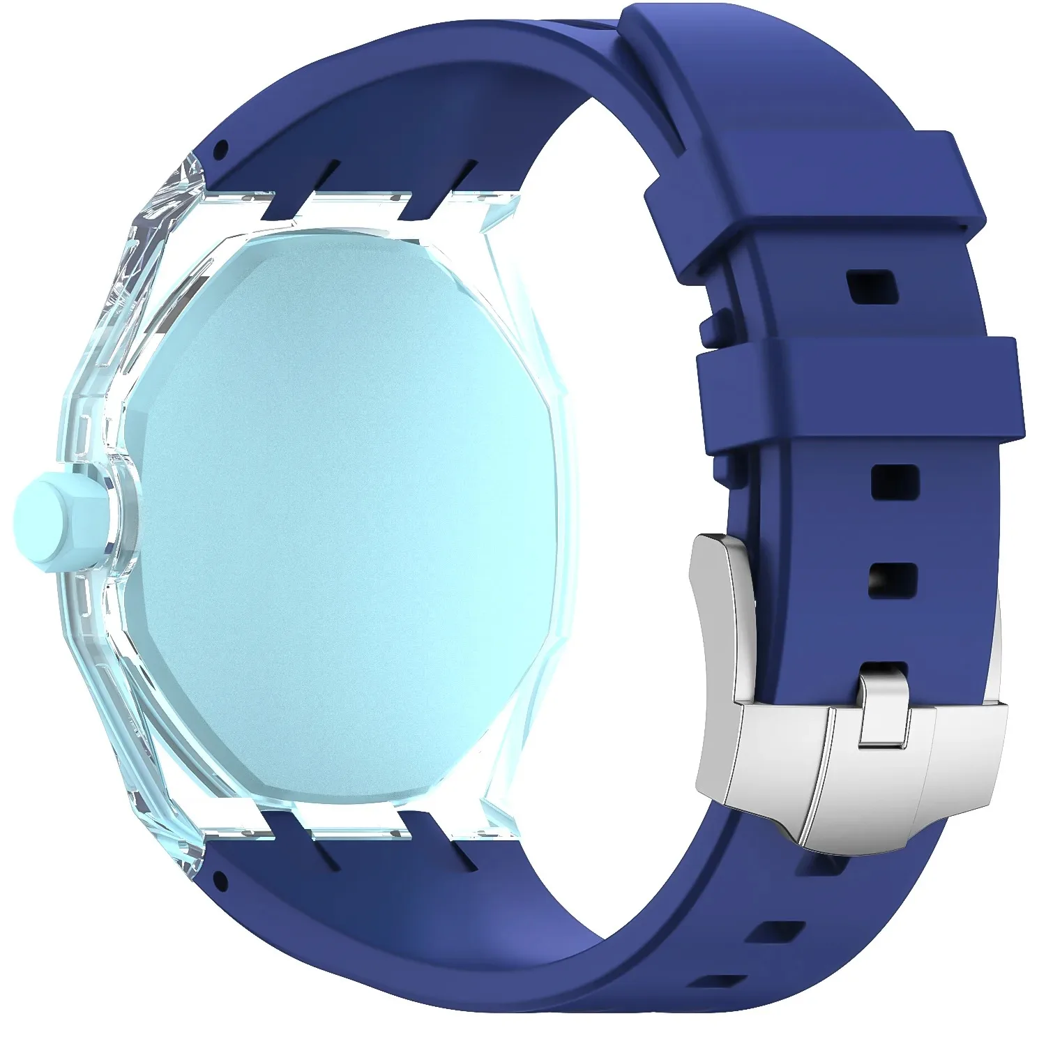 Modification Kit Strap for Swatch x AP Royal Pop Watch Transparent Case+Liquid Silicone Wristband for Swatch x AP Royal Pop Belt