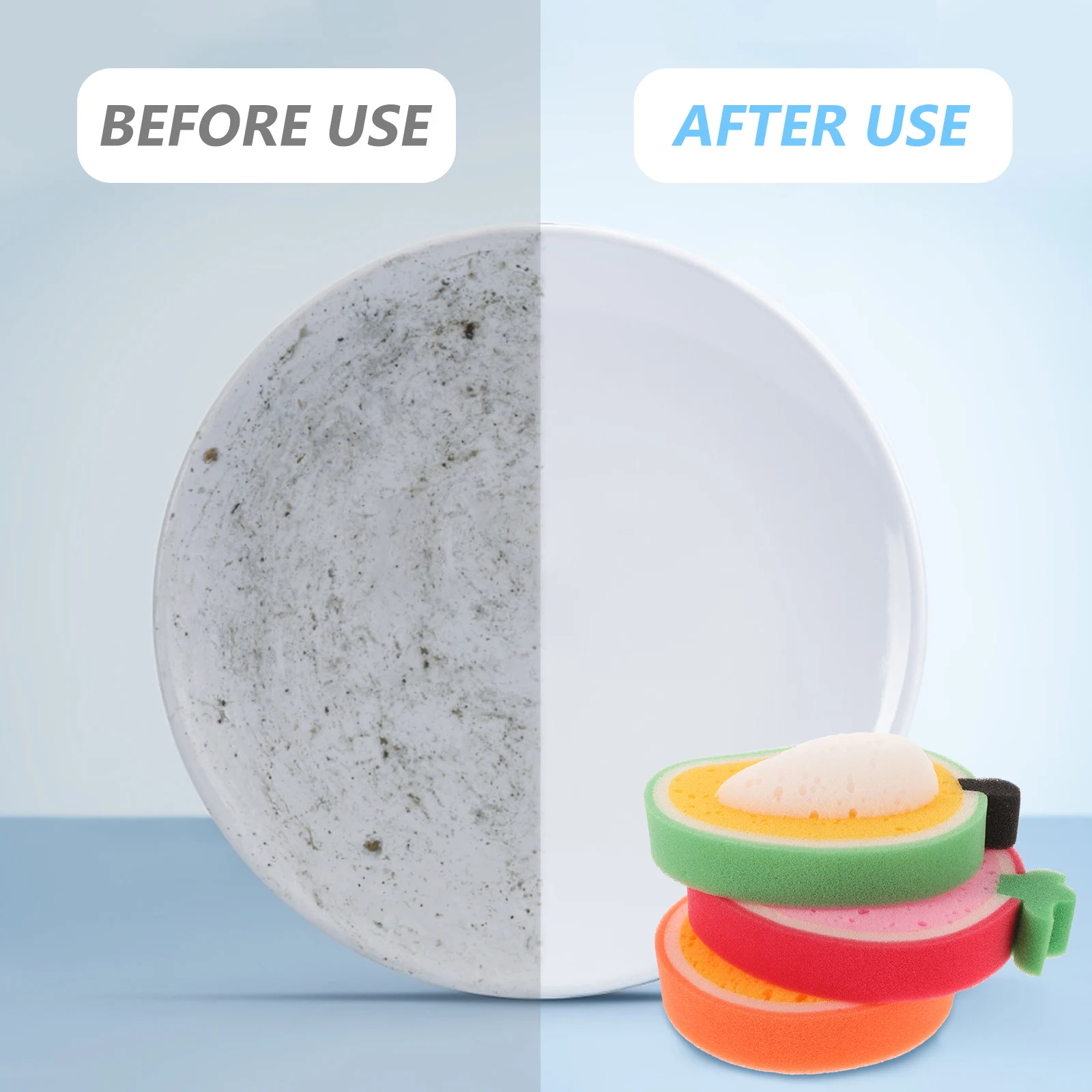 

4Pcs Cartoon Fruit Kitchen Scrubbing Sponges Thick Dish Washing Sponge Multi-Functional Oil Dirt Remover