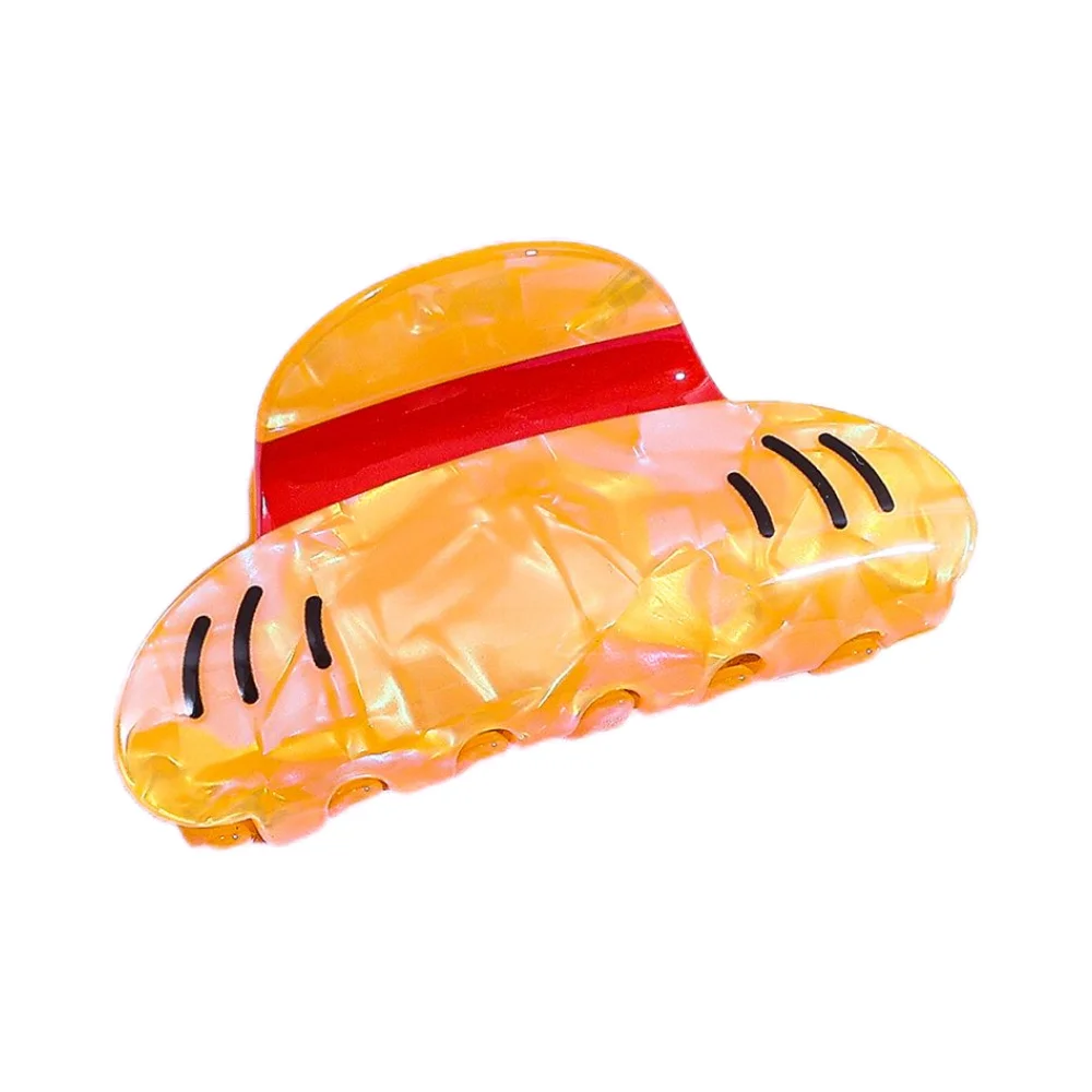 Nuevo Clip para el Cabello con Diseño de Sombrero de Luffy de One Piece, Accesorios de Personajes de Anime, Clip de Tiburón, Horquilla Versátil