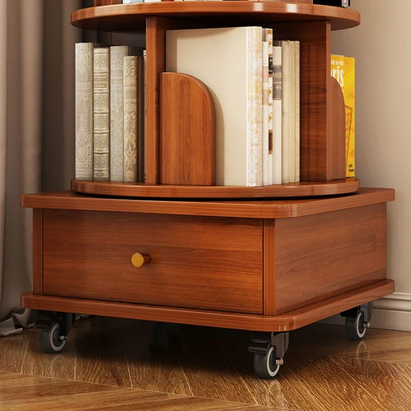 Drawers Corner Bookcase Mobile Bookends Rotating Storage Bookshelf Nordic Bibliotheque Etagere Rangement