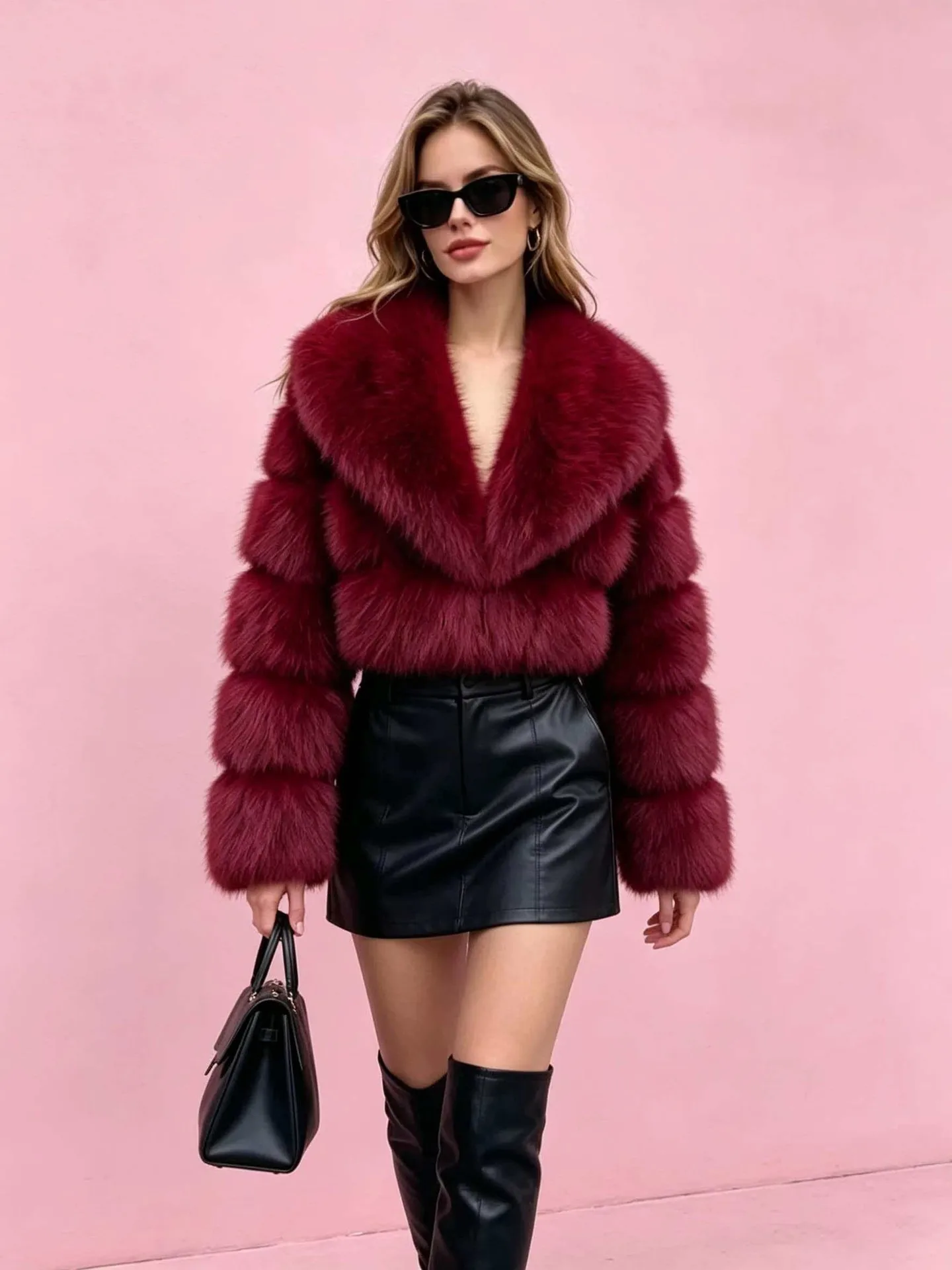 Versatile Long-Sleeved Fox Fur Jacket Imitation Short Fur Autumn Winter Splicing New Style Women's Fashion Outerwear