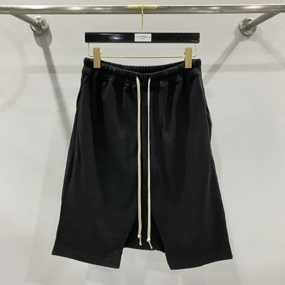 Dark Ro Knitting Cotton  Casual Shorts Rice Men's Dark Five Point Harem Hanging Elastic Waist Sport Casual Loose Pants Shorts