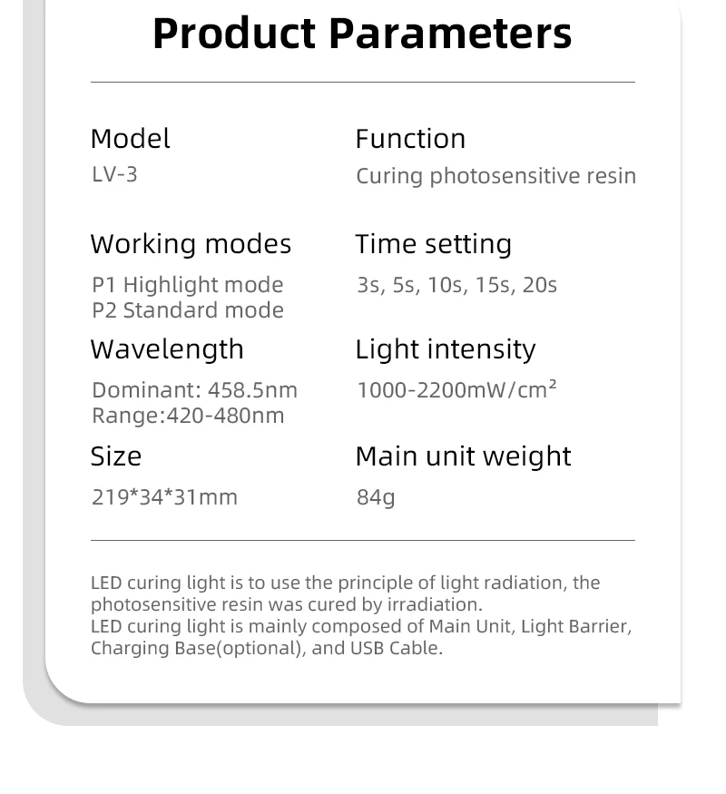 VVDental LED-Aushärtelampe für Zahnmedizin, Dental-Aushärtung für Zahnarztwerkzeuge, Photopolymerisator 3S Gear, Harz-Aushärtungsinstrument – Detail 2