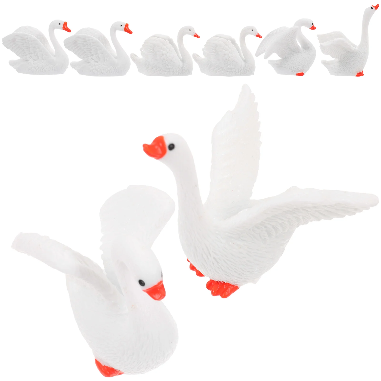 

8 Pcs Swan Ornaments Microlandscape Decoration Resin Crafts Top Hat Unique Lovely