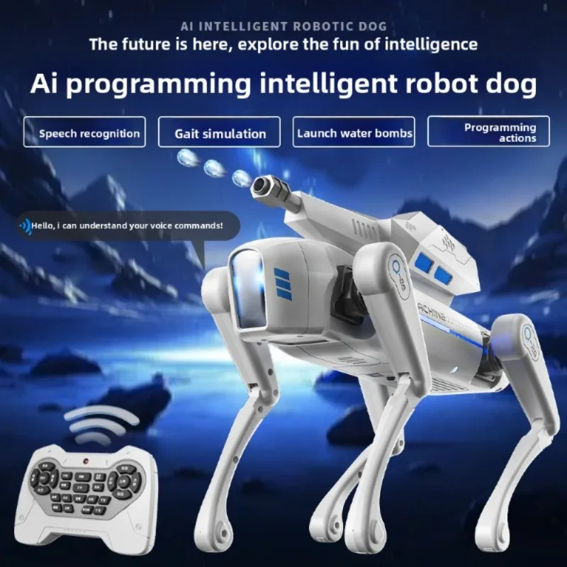 หุ่นยนต์สุนัขอัจฉริยะ AI รุ่นใหม่ - ของเล่นควบคุมระยะไกลแบบไฟฟ้า พร้อมการตั้งโปรแกรมด้วยมือ ของขวัญสำหรับเด็กผู้ชาย