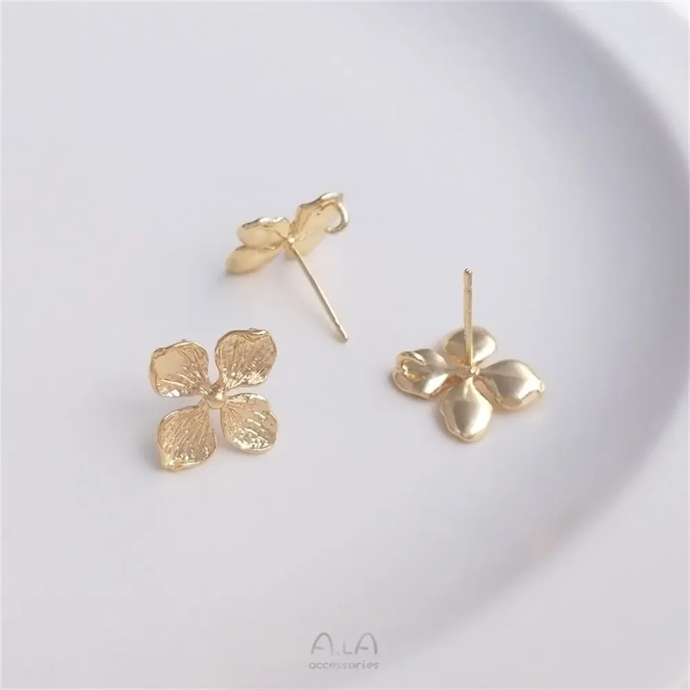 14K Gold Antique Style Flower with Hanging Rings Cherry Blossom Earrings Bead Holders 925 Silver Handmade Ear Jewelry Material