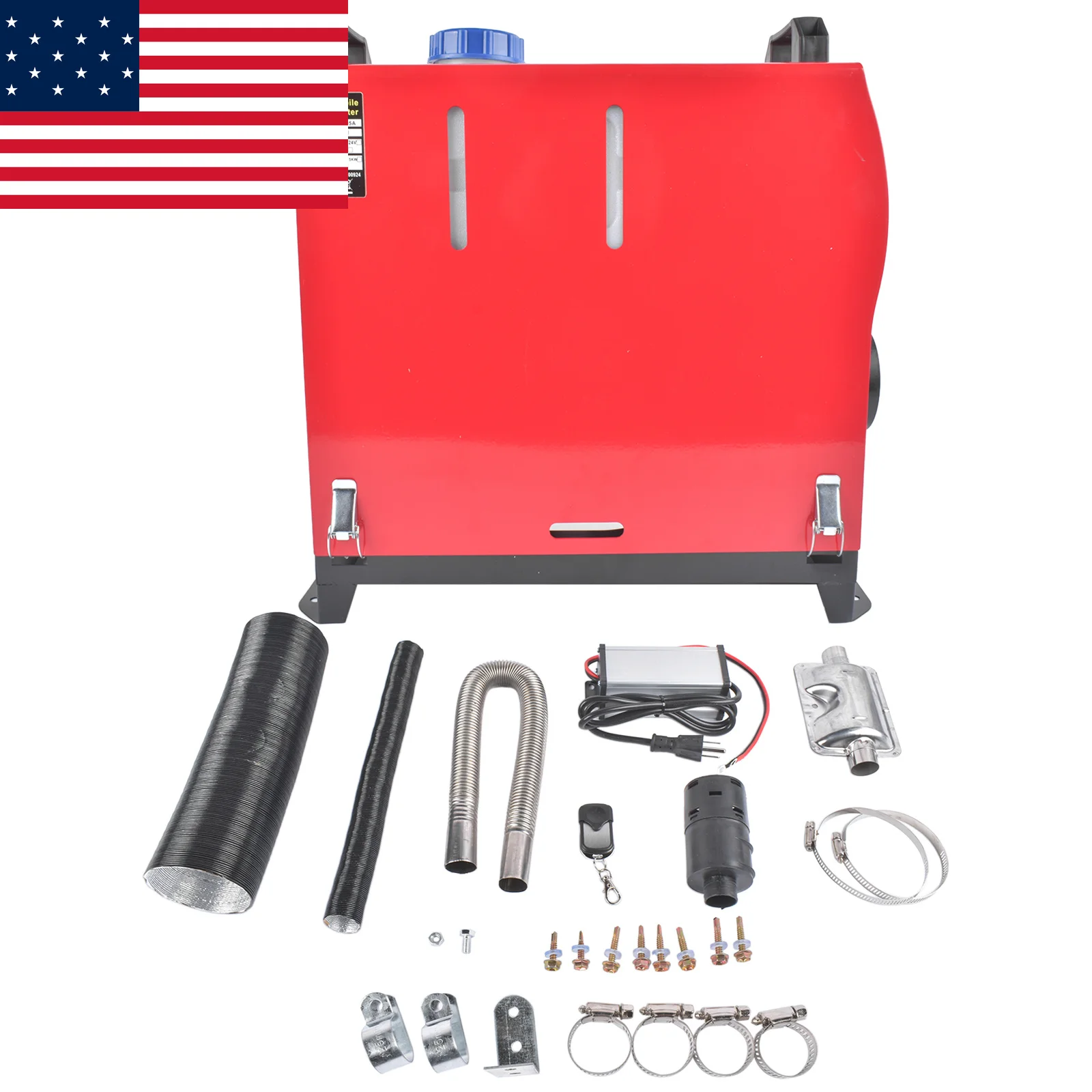 AP03 Red & Black 8KW 12V/24V Diesel Heater with LCD Remote Timer Built-in Oil Tank