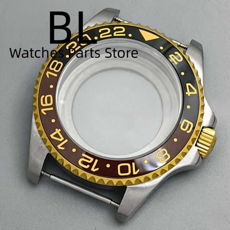 BLIGER 43mm Two Tone Silver Gold SUB GMT Watch Case Sapphire Glass Fit NH34 NH35 NH36 Miyota DG ETA2824 2836 PT5000 Movement - view 3