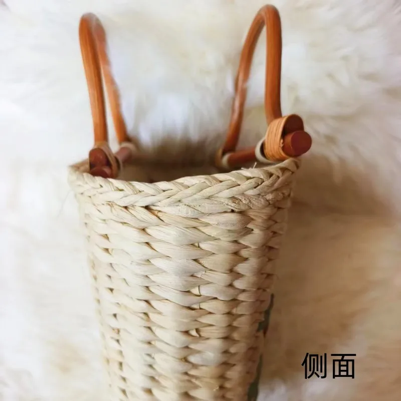 Women Tote Bucket Straw Bag Vintage Embroidered Cornhusk Woven Beach Bag Women\'s Handbags