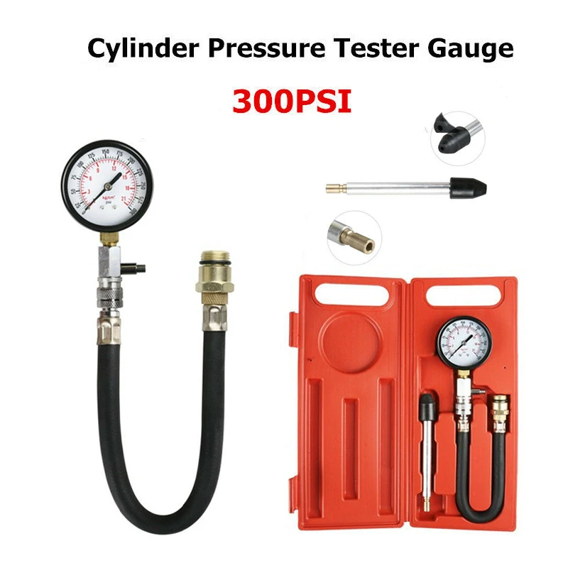 Car Gas Cylinder Pressure Tester Gauge Instrumentation Detector Diagnostic Measuring Tool Valve Kit Auto Compression Gauge Set